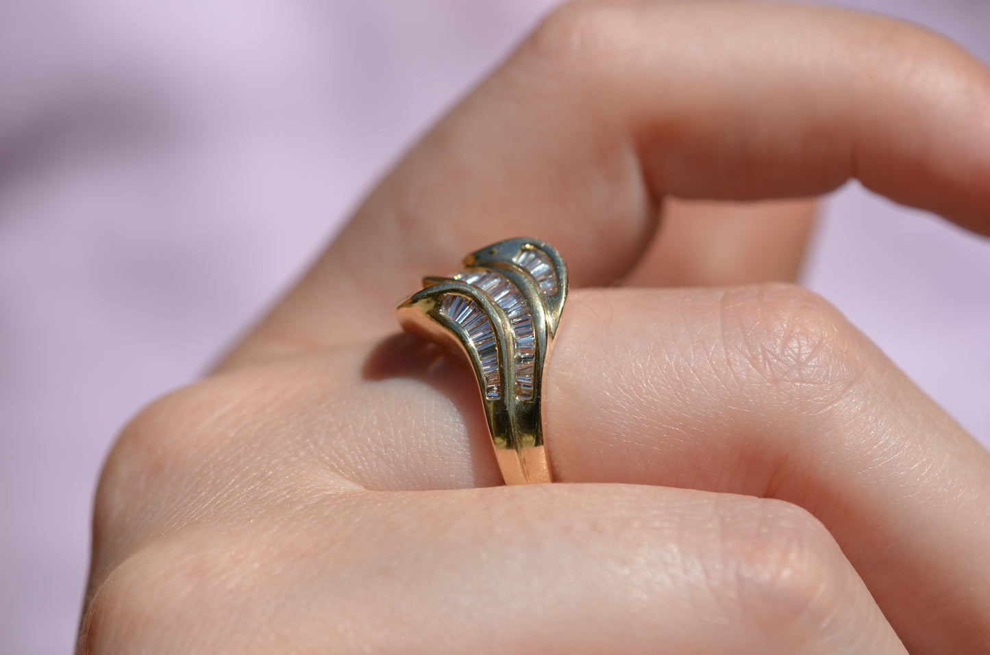 Swooping Vintage Baguette Cluster Ring