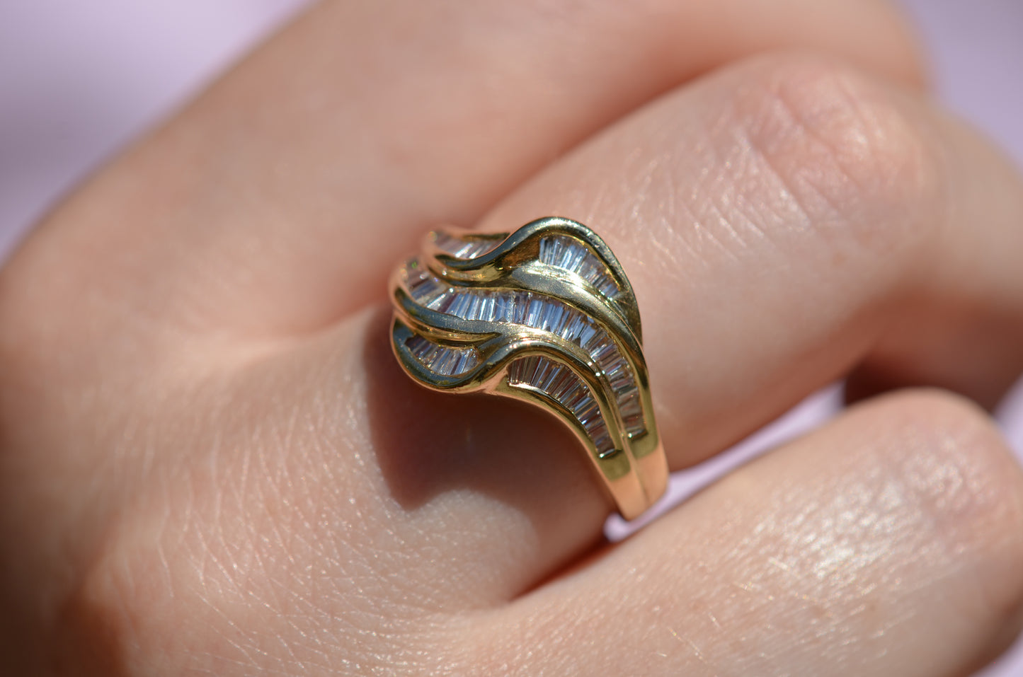 Swooping Vintage Baguette Cluster Ring