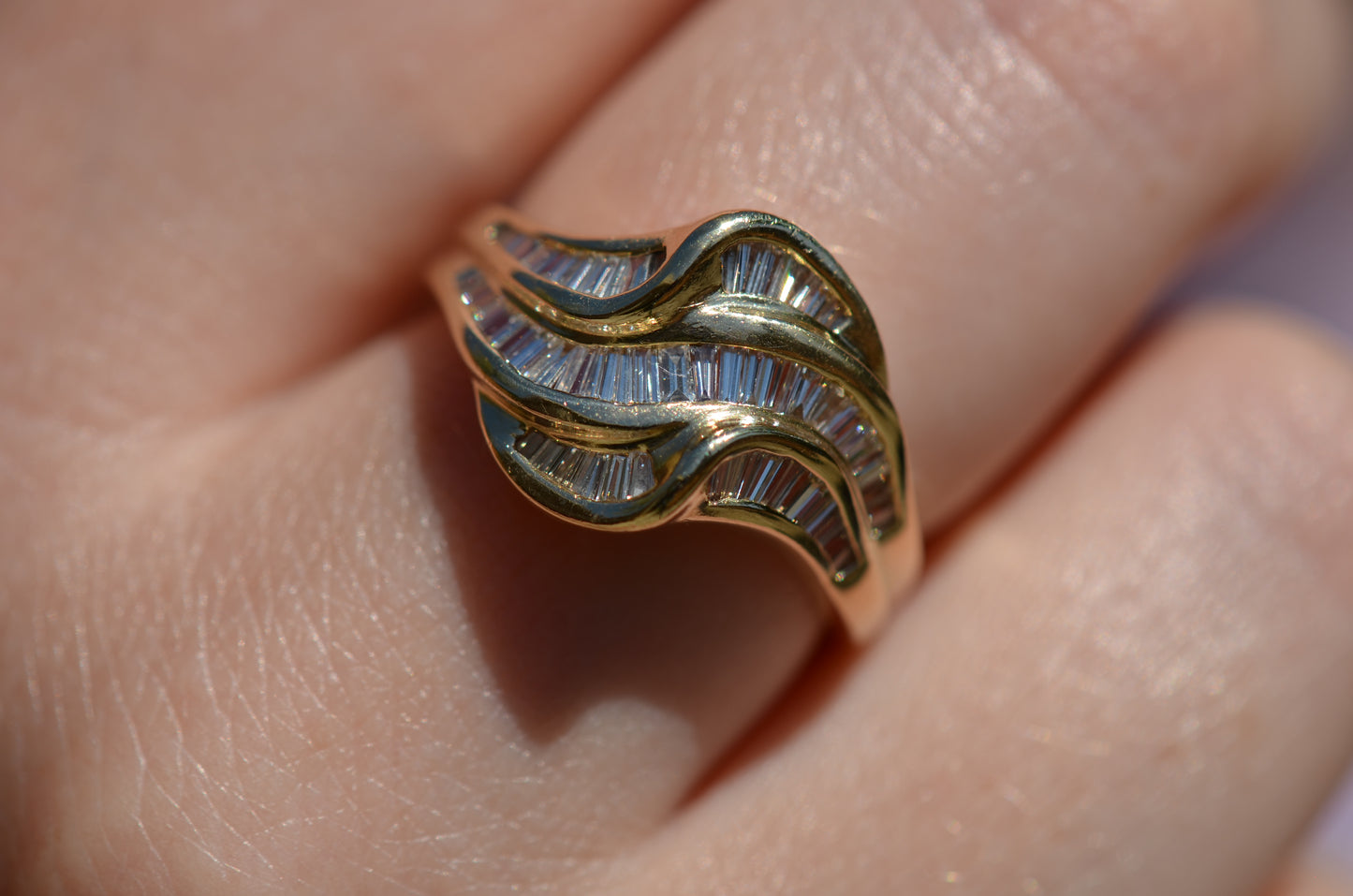 Swooping Vintage Baguette Cluster Ring