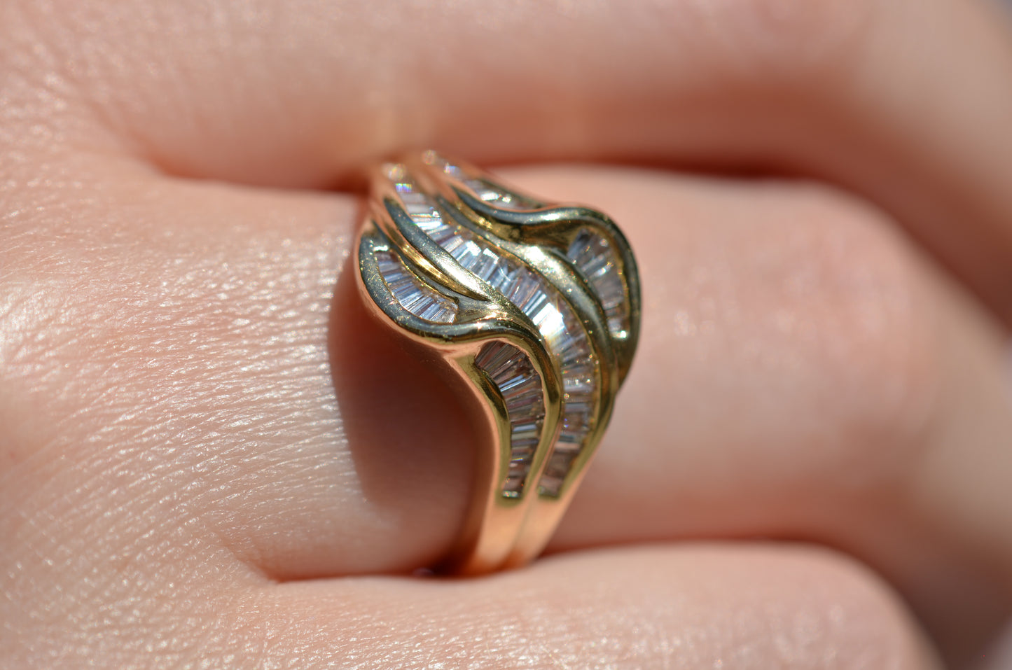 Swooping Vintage Baguette Cluster Ring