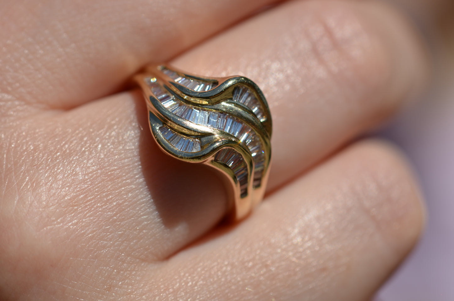Swooping Vintage Baguette Cluster Ring