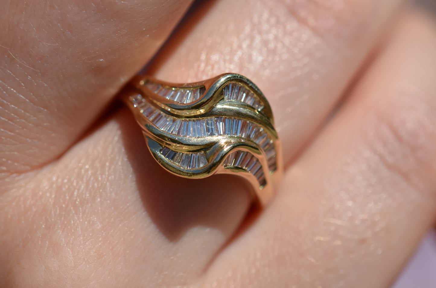 Swooping Vintage Baguette Cluster Ring