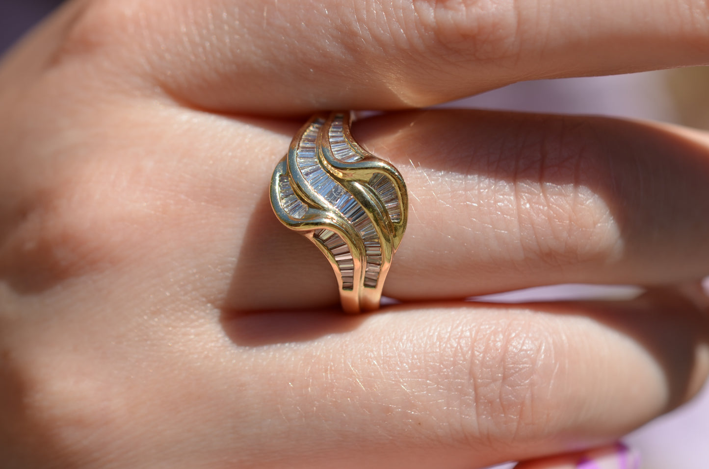 Swooping Vintage Baguette Cluster Ring