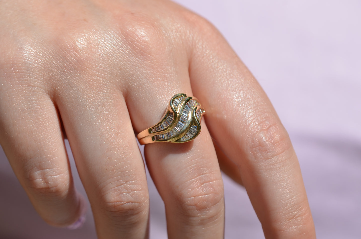 Swooping Vintage Baguette Cluster Ring