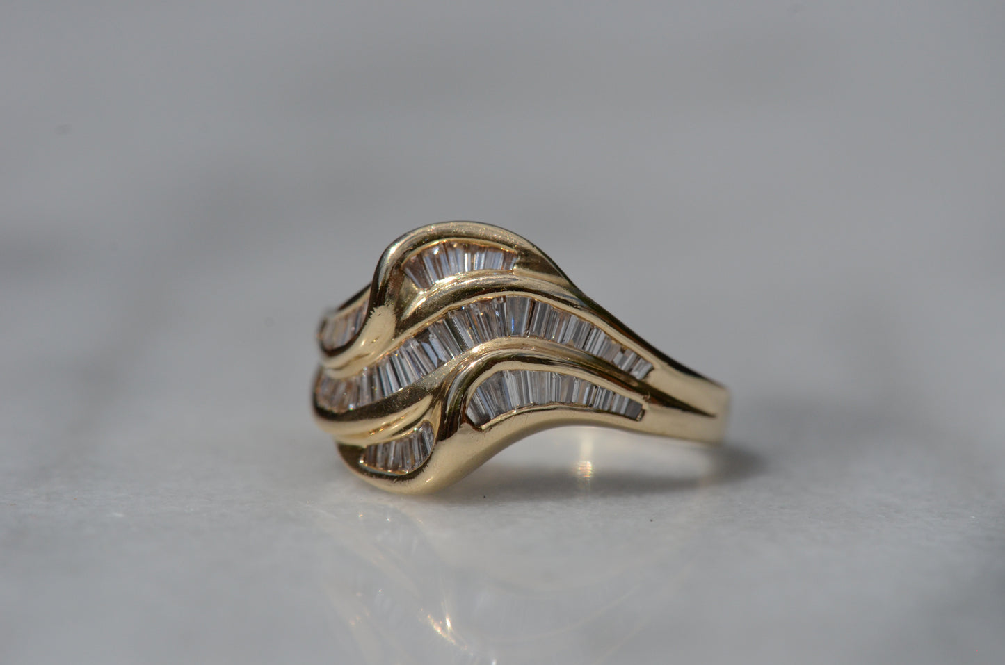 Swooping Vintage Baguette Cluster Ring