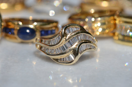 Swooping Vintage Baguette Cluster Ring