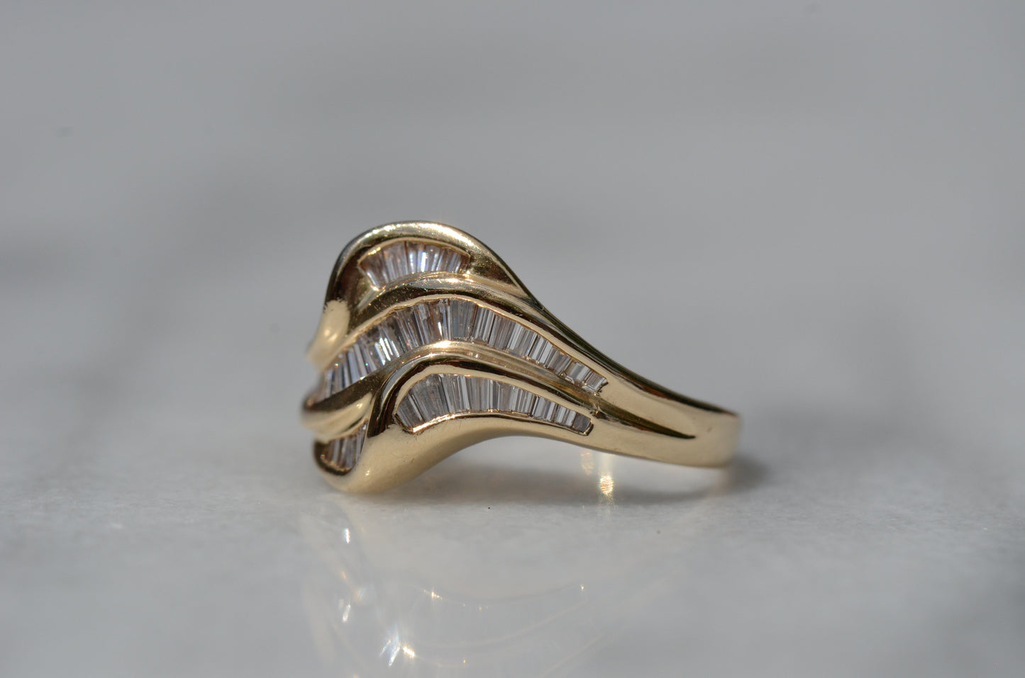 Swooping Vintage Baguette Cluster Ring