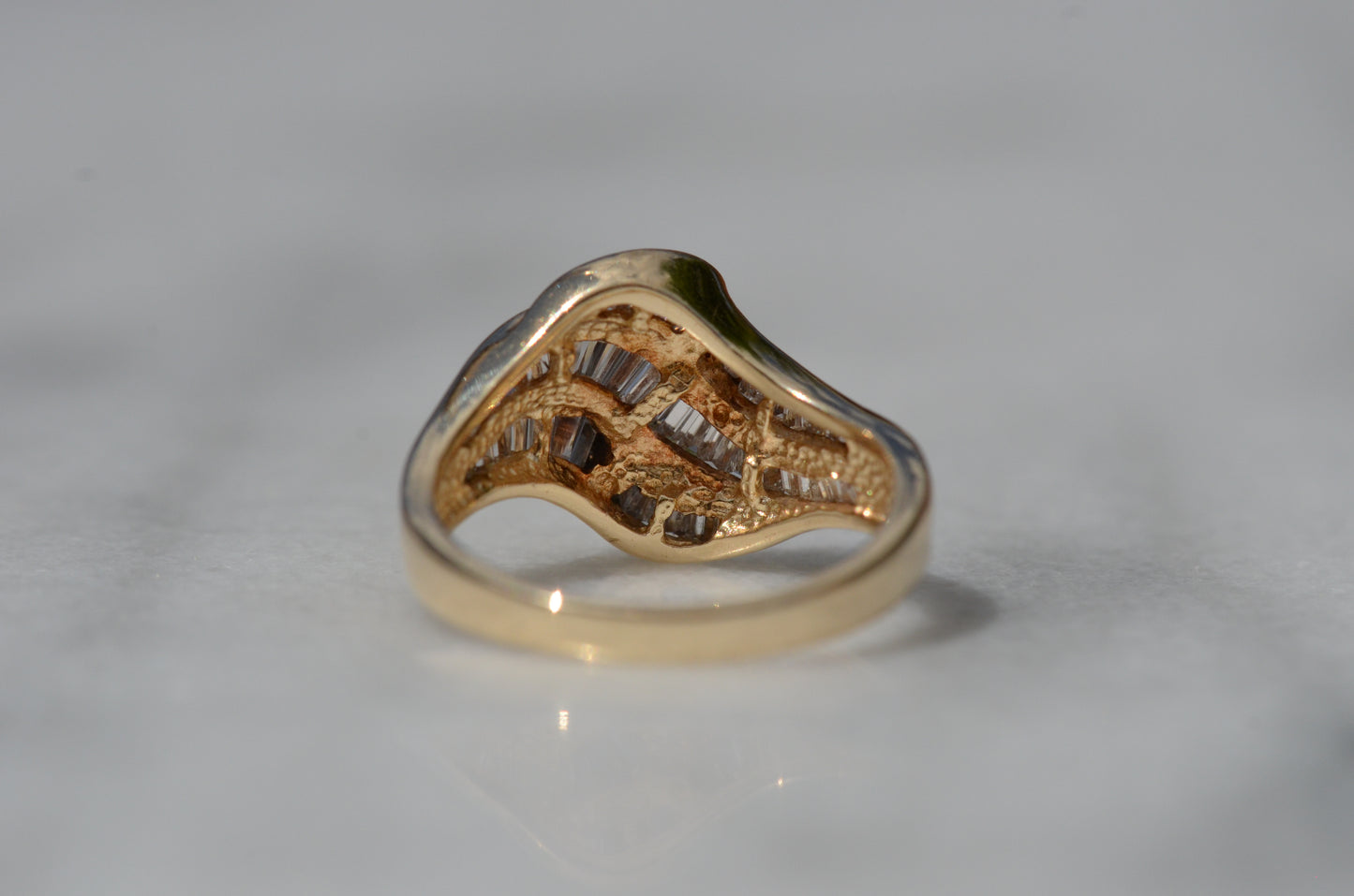 Swooping Vintage Baguette Cluster Ring