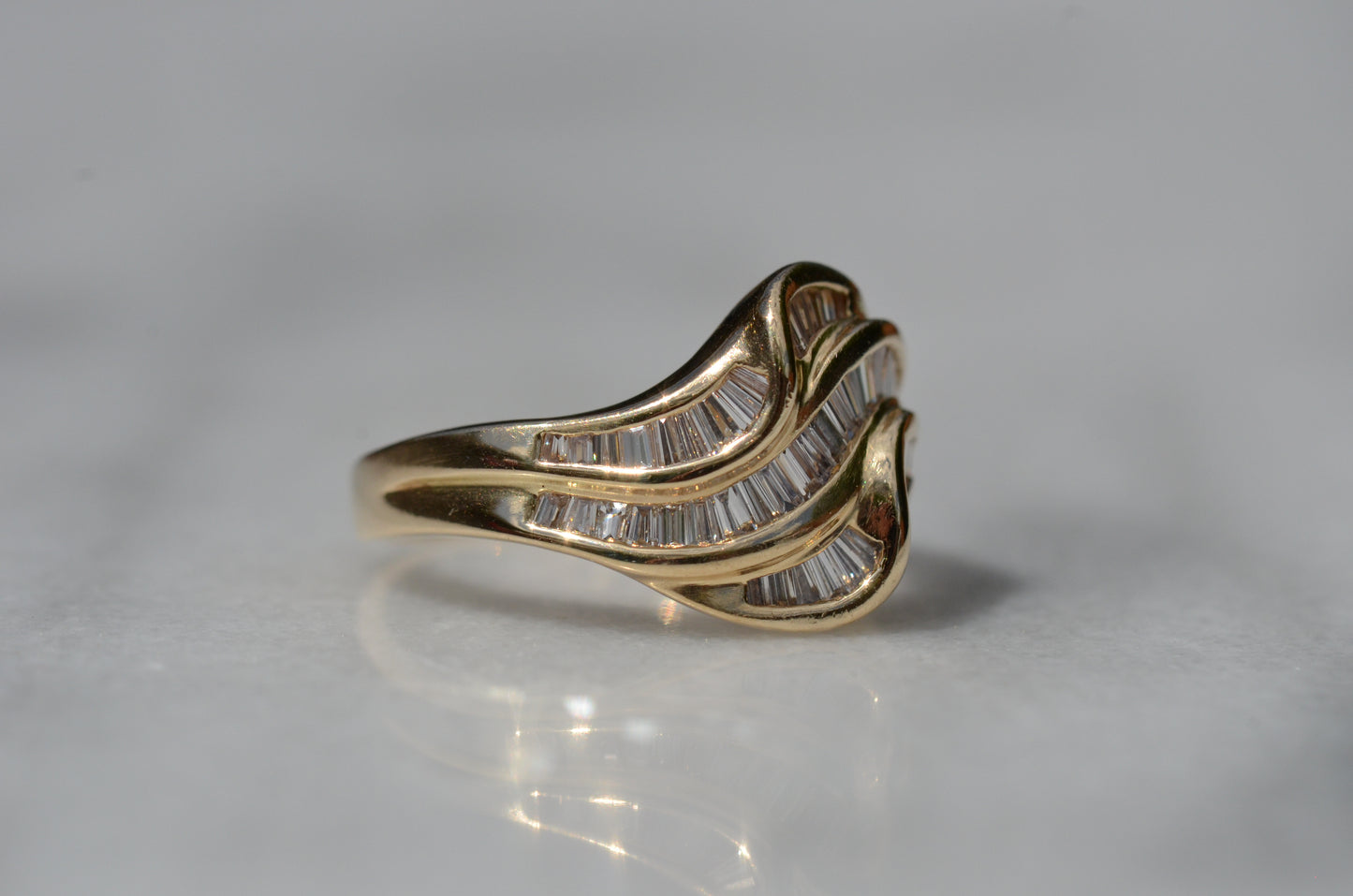 Swooping Vintage Baguette Cluster Ring