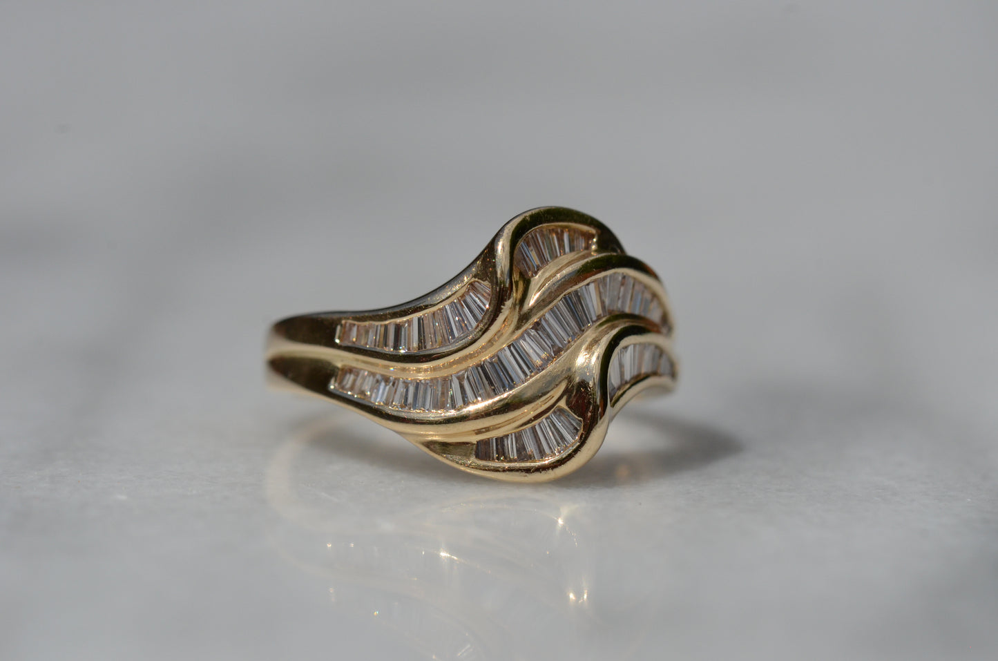 Swooping Vintage Baguette Cluster Ring