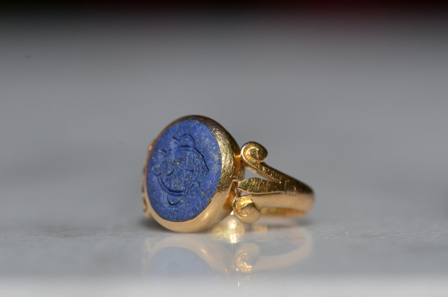 Unique Antique Lapis Lazuli Signet Ring CC