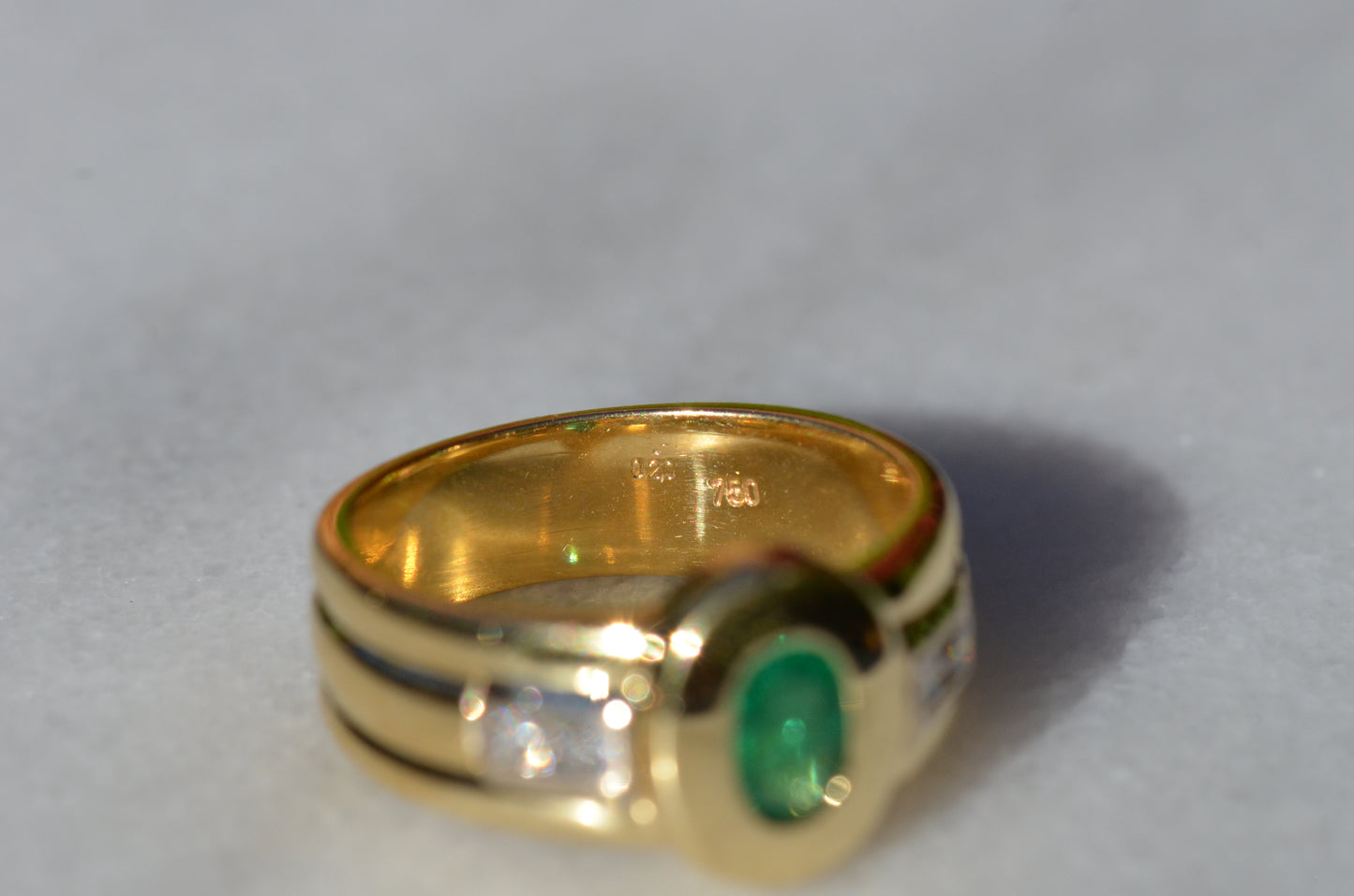 Heavy Vintage Emerald Diamond Ring