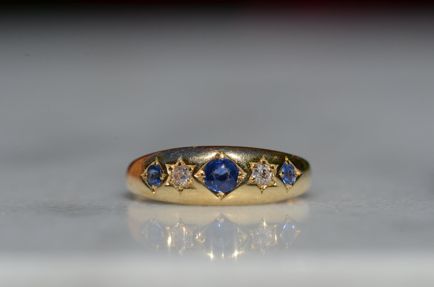 Vibrant Edwardian Sapphire Star Ring