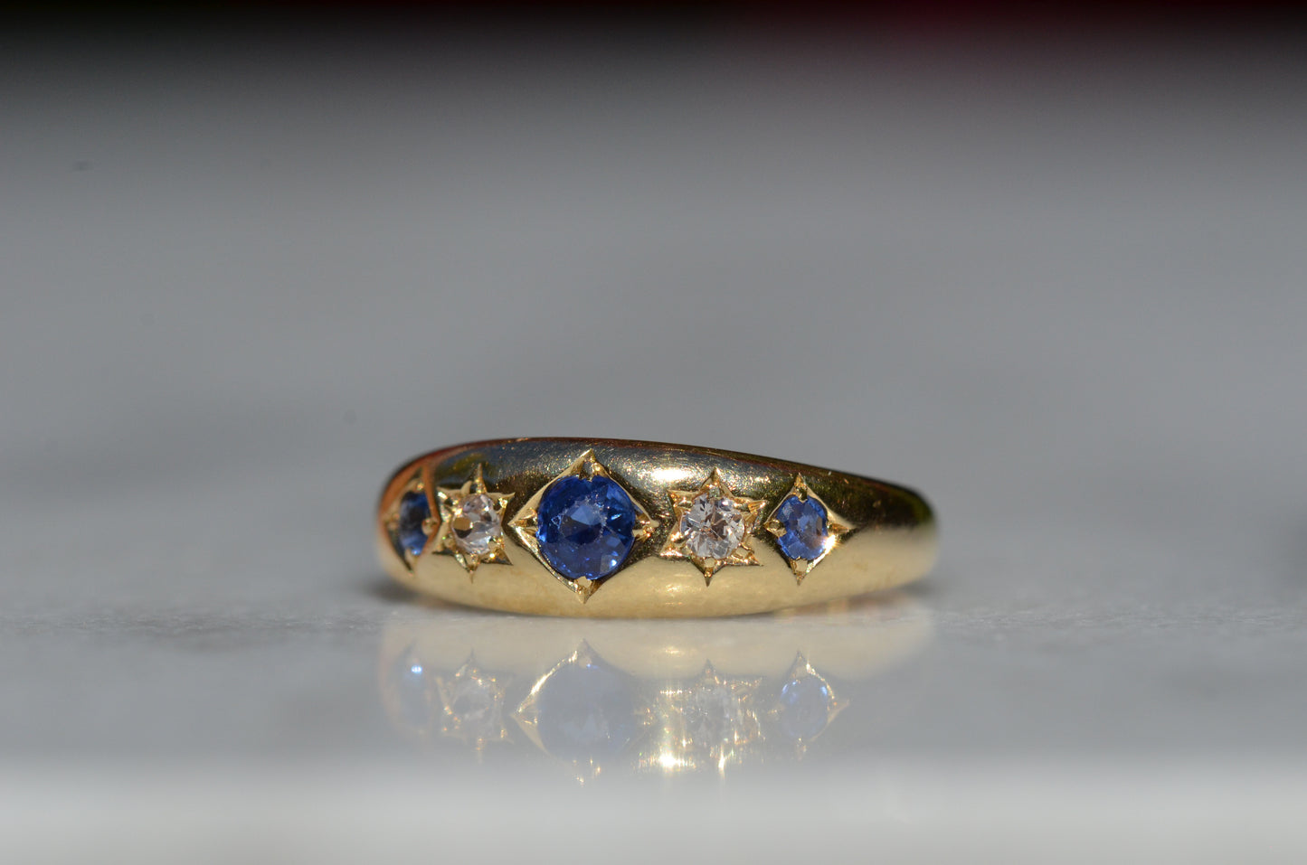 Vibrant Edwardian Sapphire Star Ring