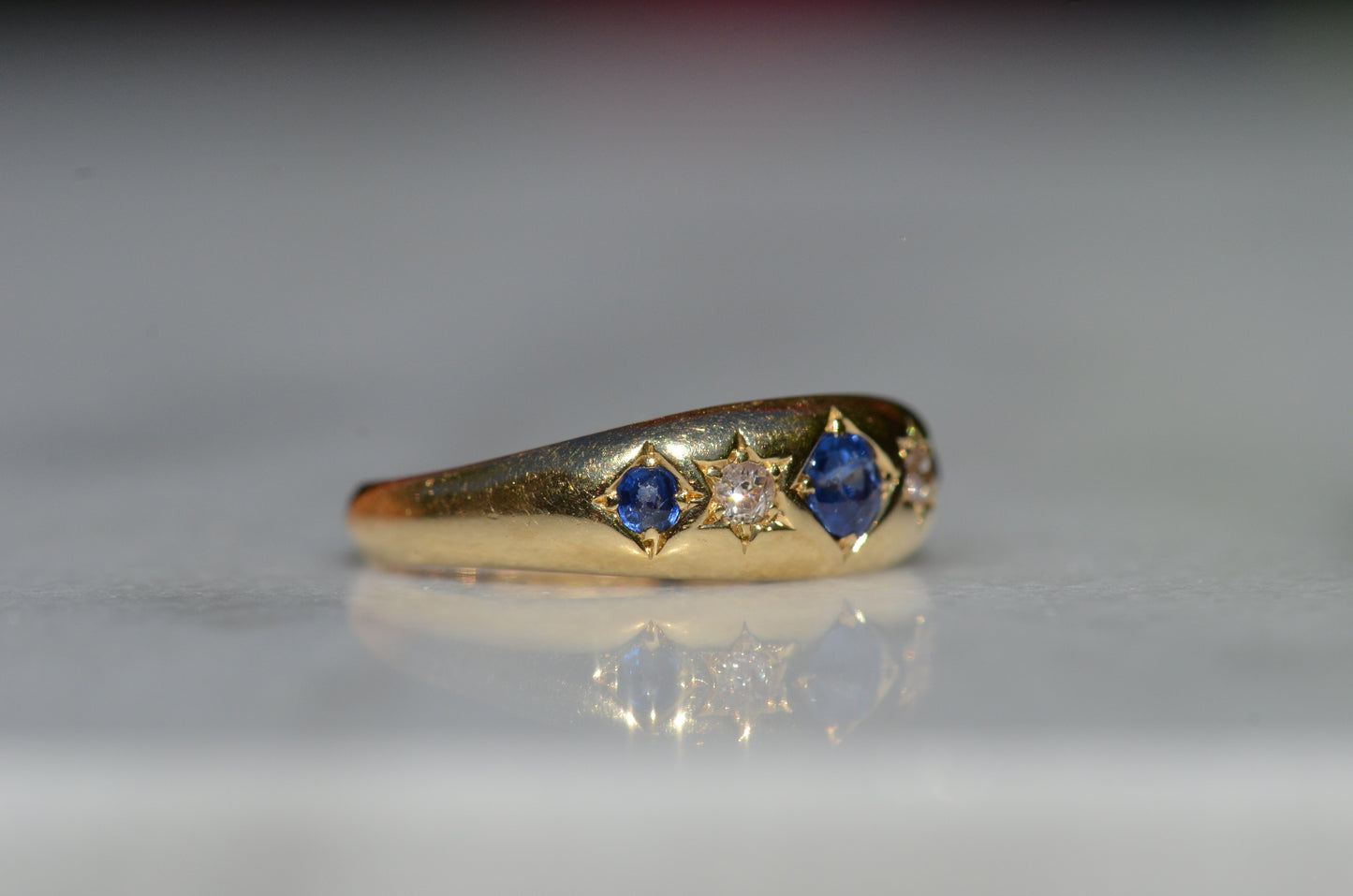 Vibrant Edwardian Sapphire Star Ring