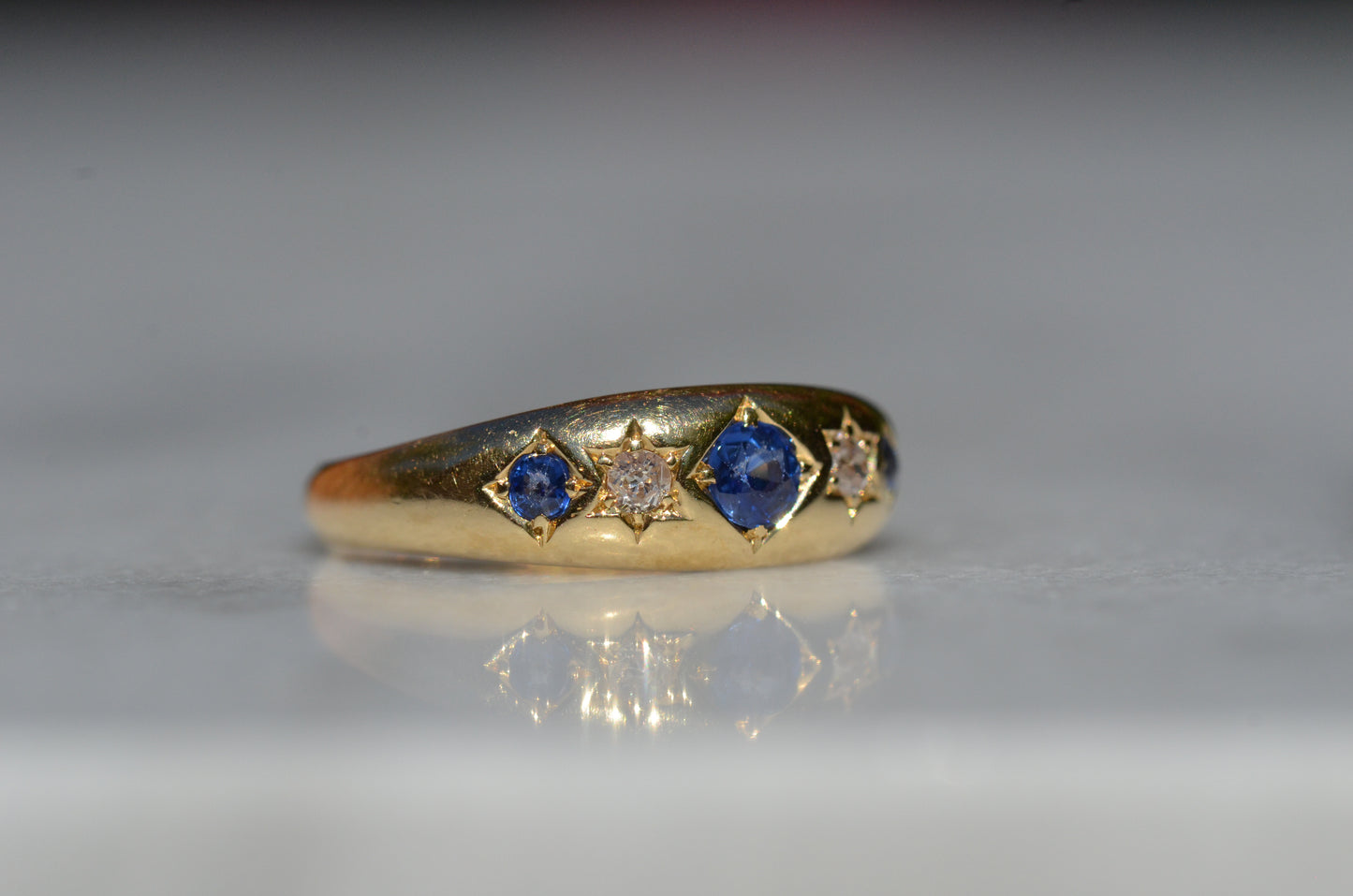 Vibrant Edwardian Sapphire Star Ring