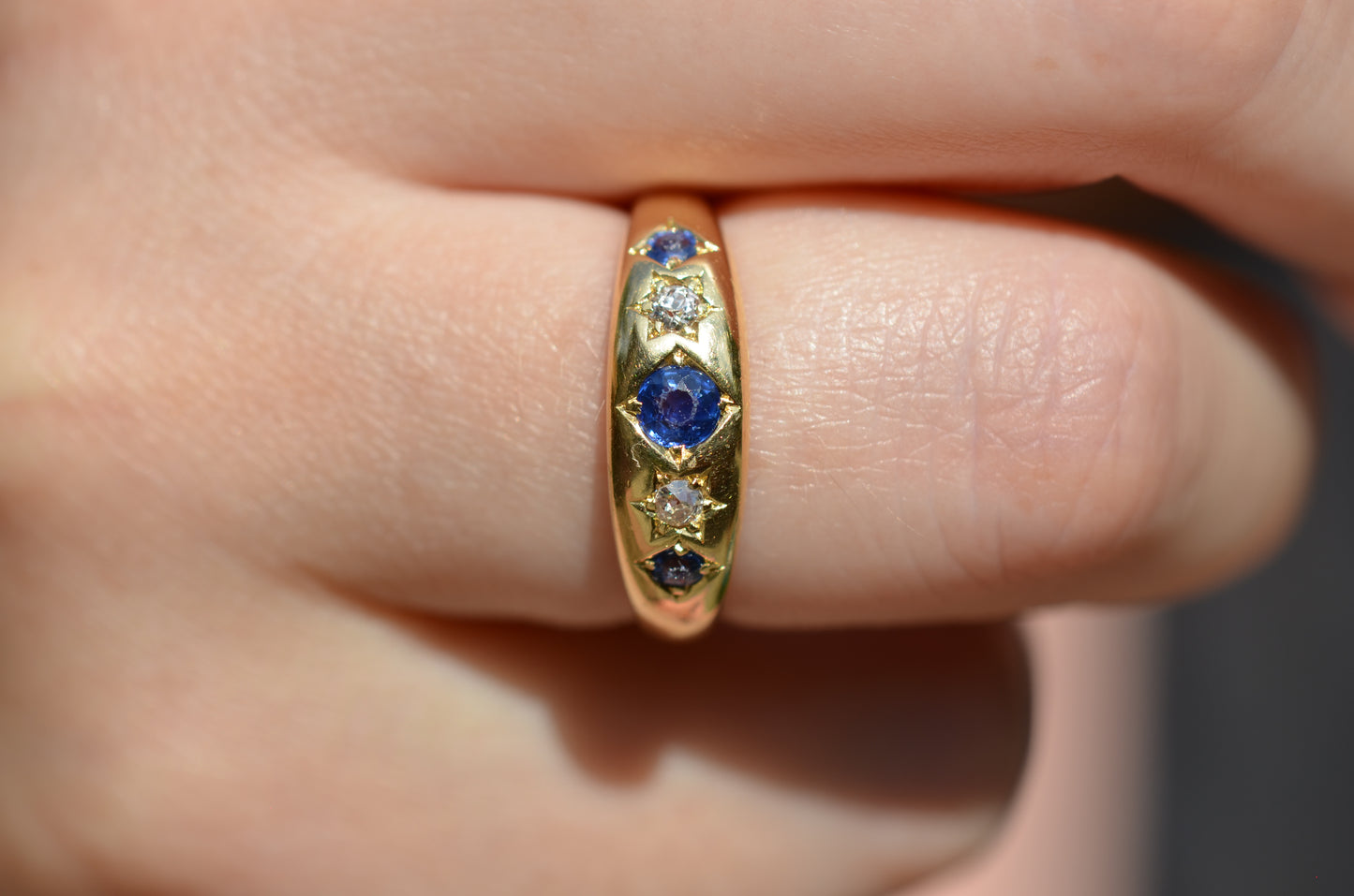 Vibrant Edwardian Sapphire Star Ring