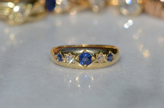 Vibrant Edwardian Sapphire Star Ring