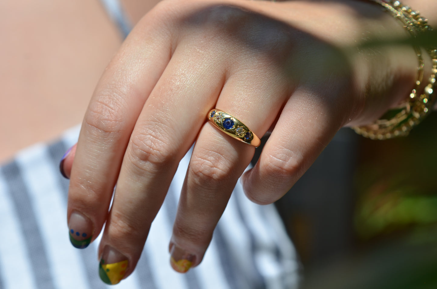 Vibrant Edwardian Sapphire Star Ring