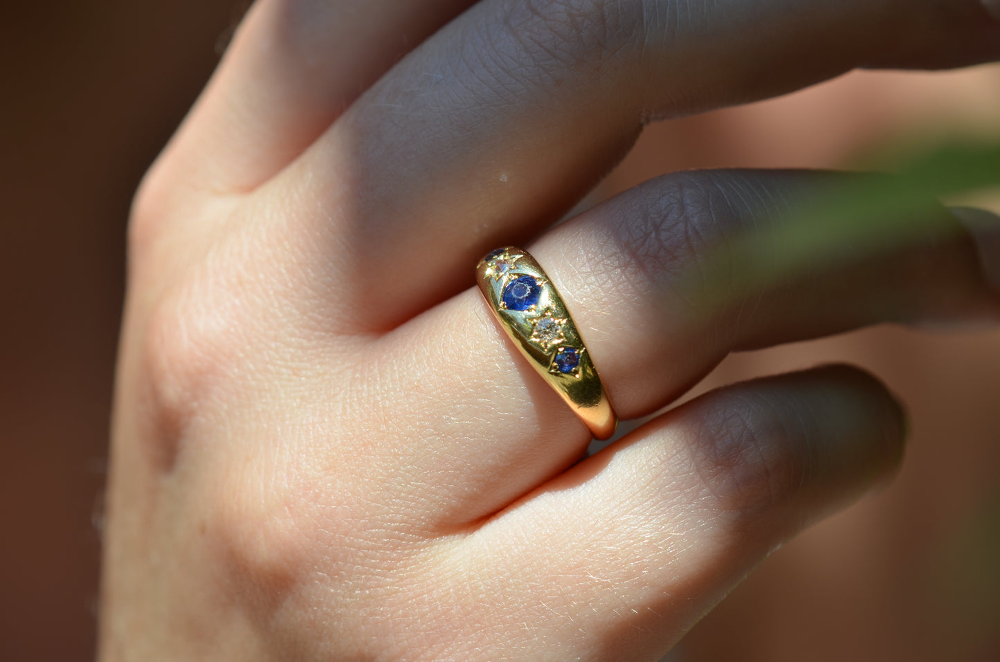 Vibrant Edwardian Sapphire Star Ring