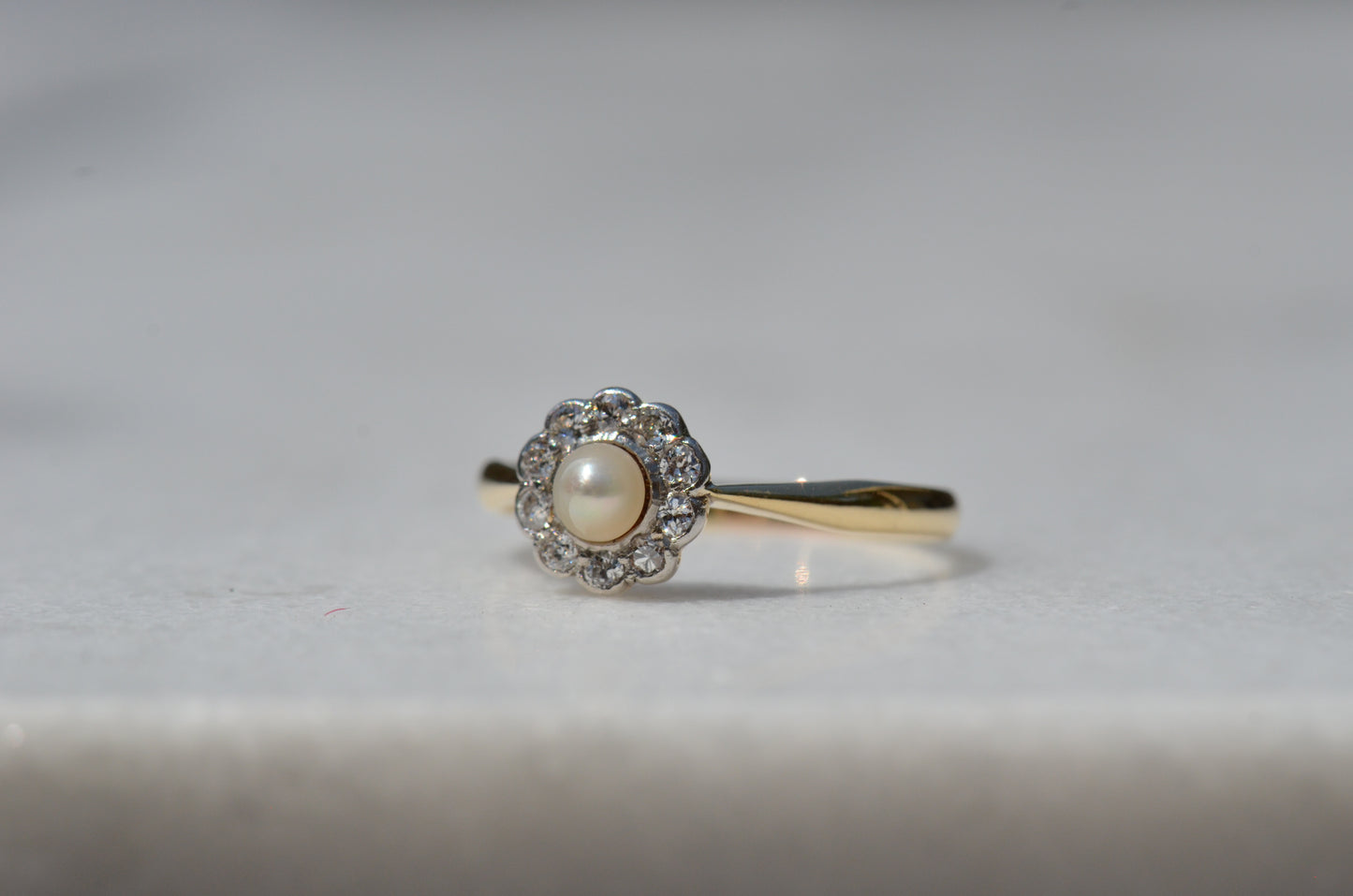Chic Vintage Pearl Halo Ring