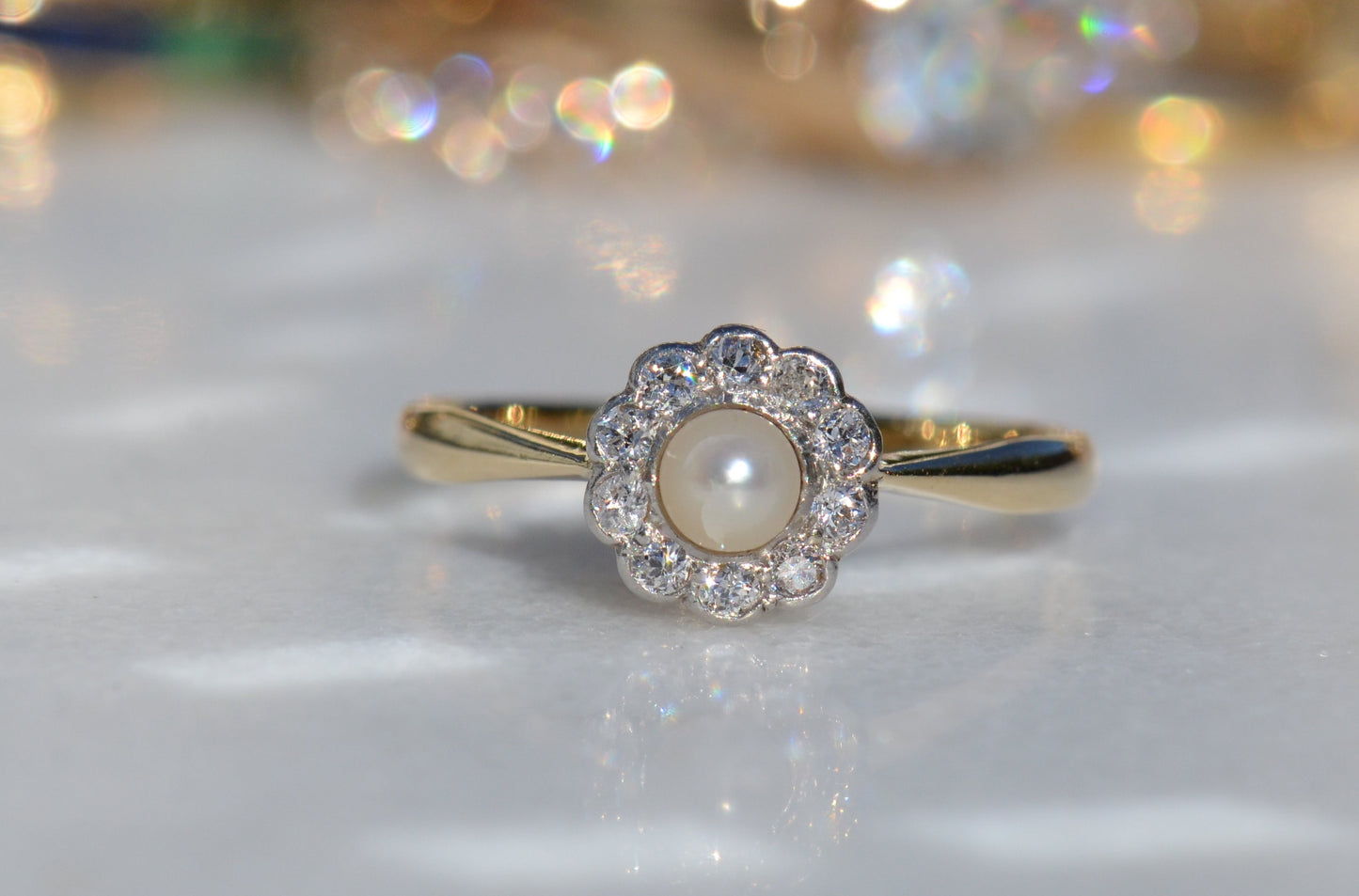 Chic Vintage Pearl Halo Ring