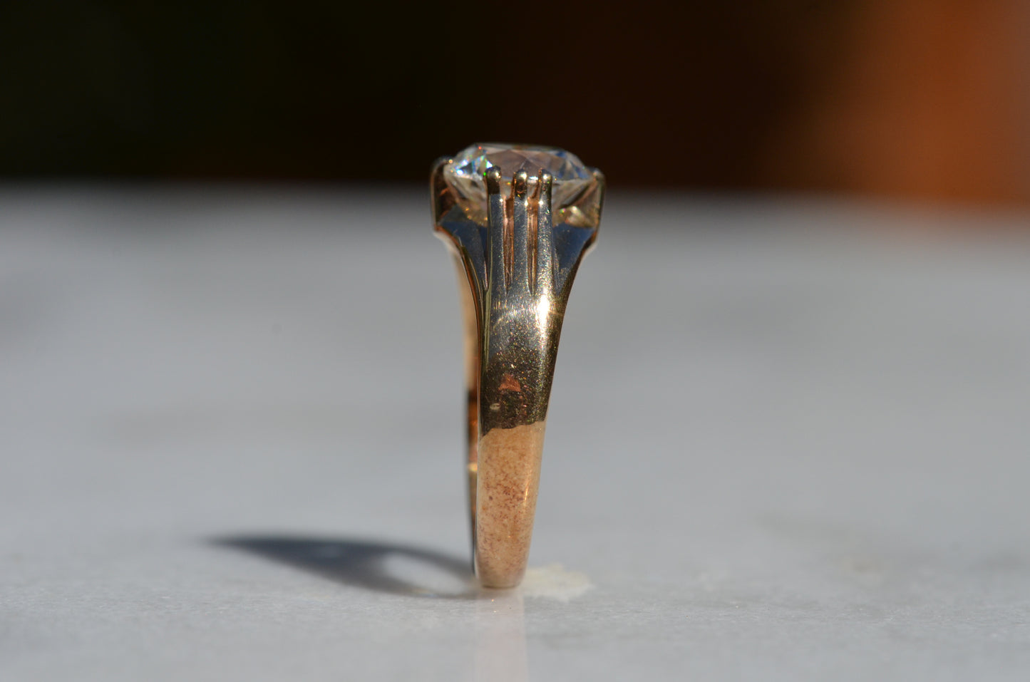 Scintillating Vintage Zircon Belcher Ring