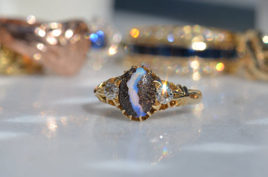Antique Boulder Opal Trilogy Ring