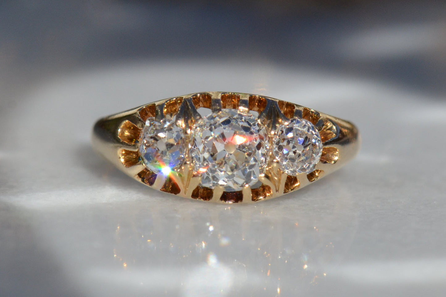 Stunning Victorian Old Mine Trilogy Ring
