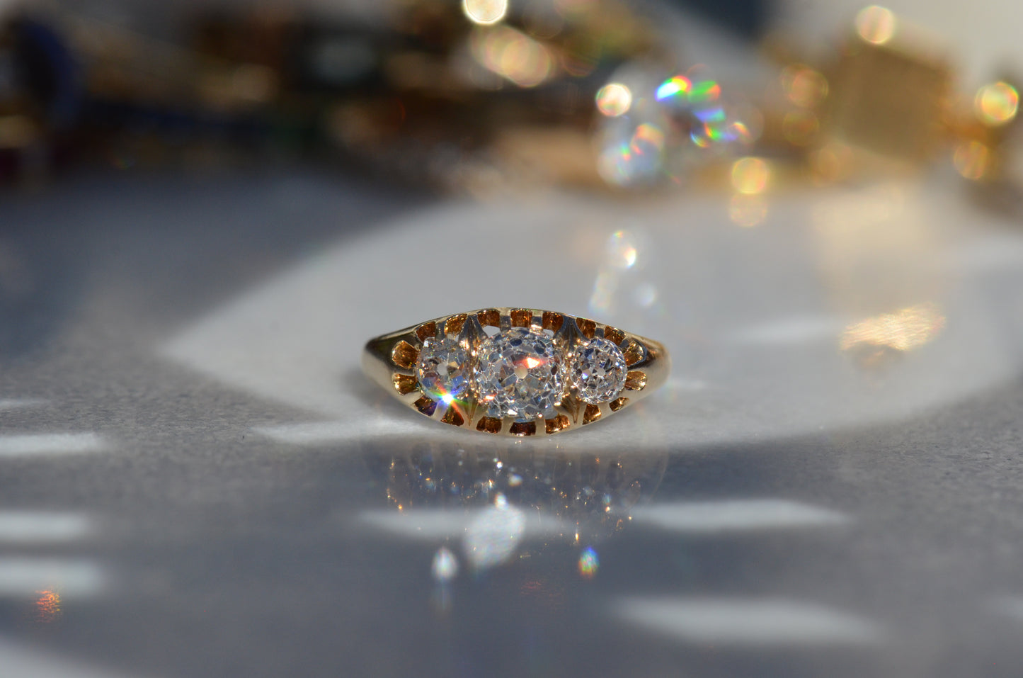 Stunning Victorian Old Mine Trilogy Ring