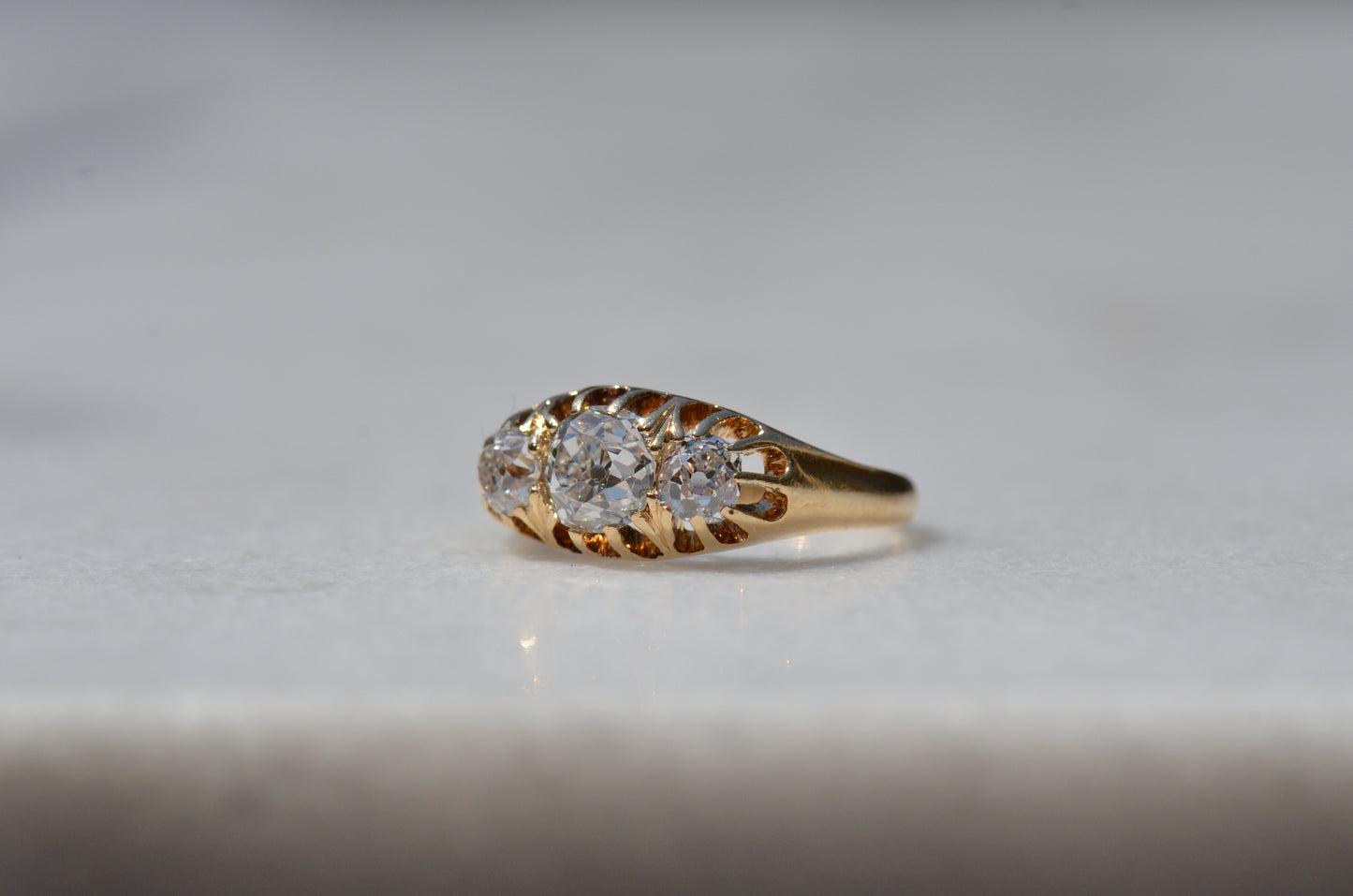 Stunning Victorian Old Mine Trilogy Ring