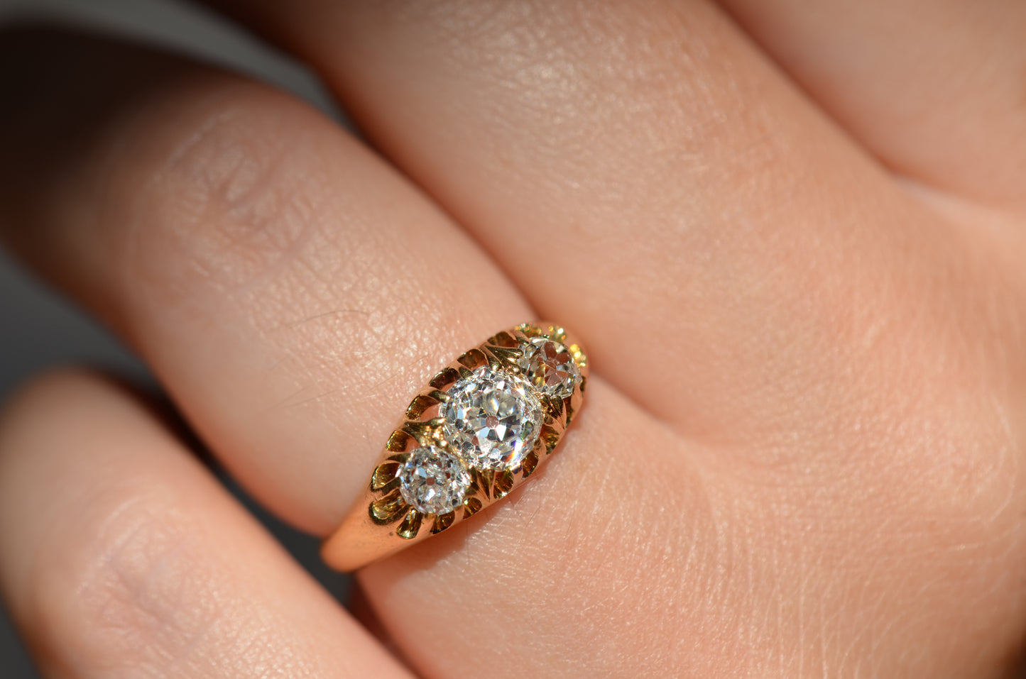 Stunning Victorian Old Mine Trilogy Ring