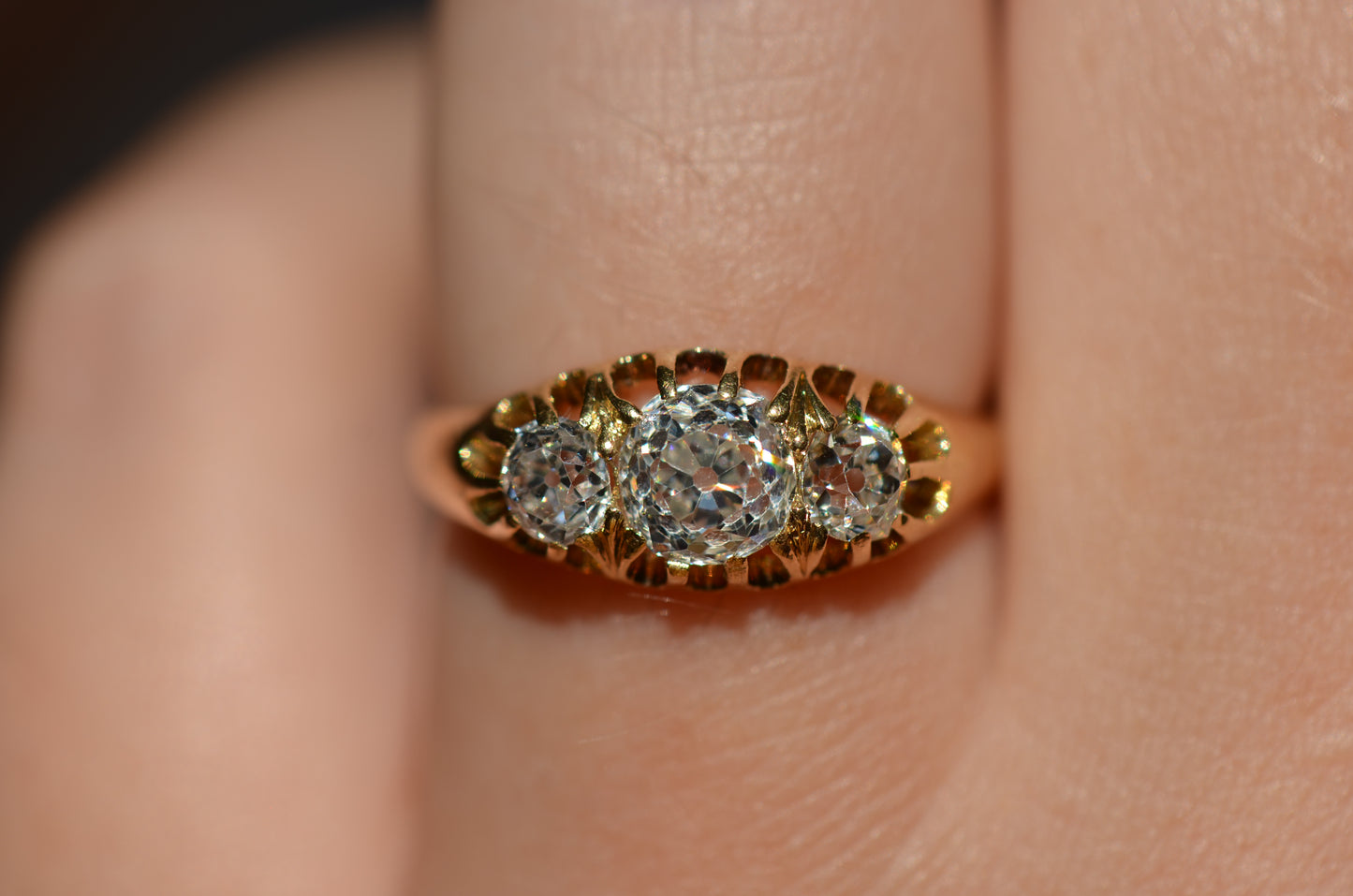Stunning Victorian Old Mine Trilogy Ring