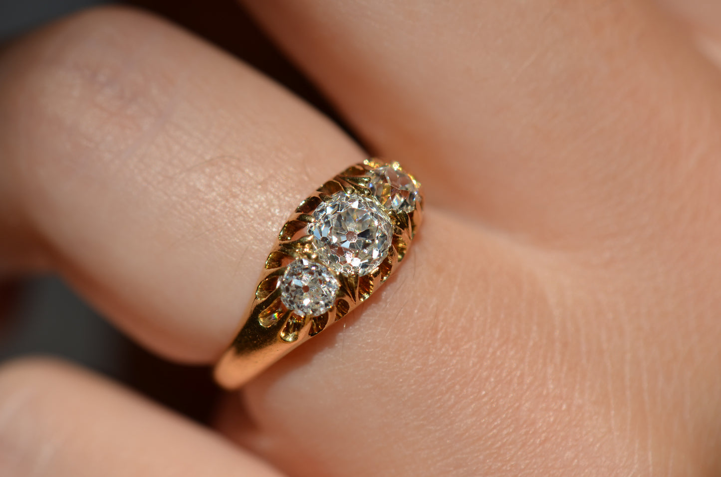 Stunning Victorian Old Mine Trilogy Ring