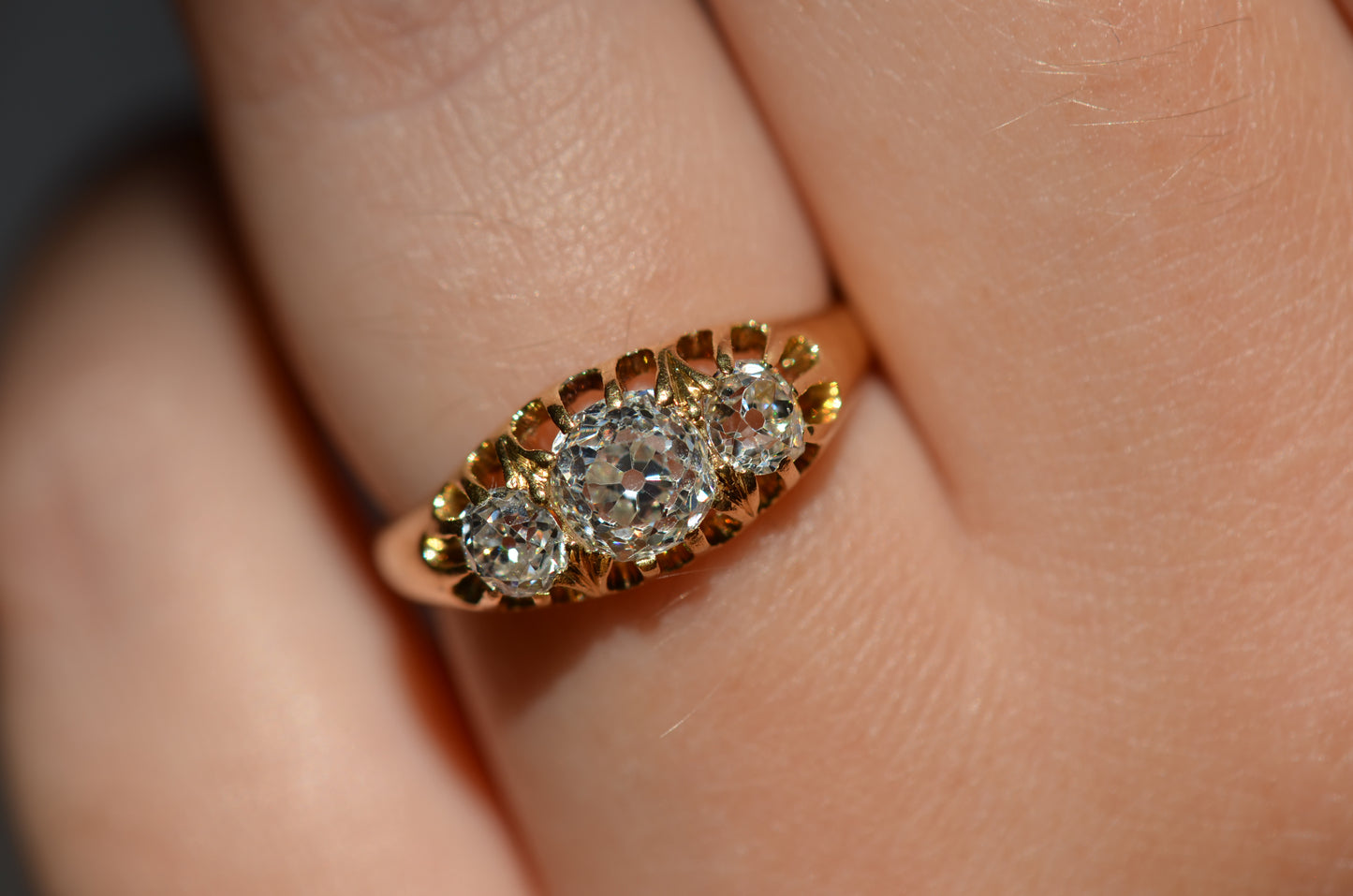 Stunning Victorian Old Mine Trilogy Ring