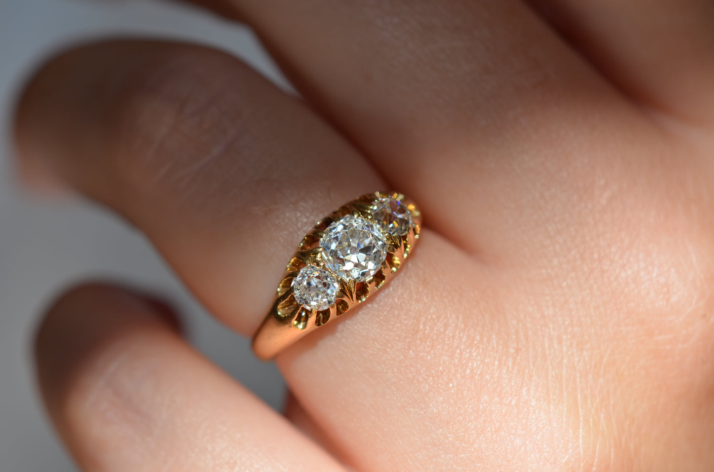 Stunning Victorian Old Mine Trilogy Ring