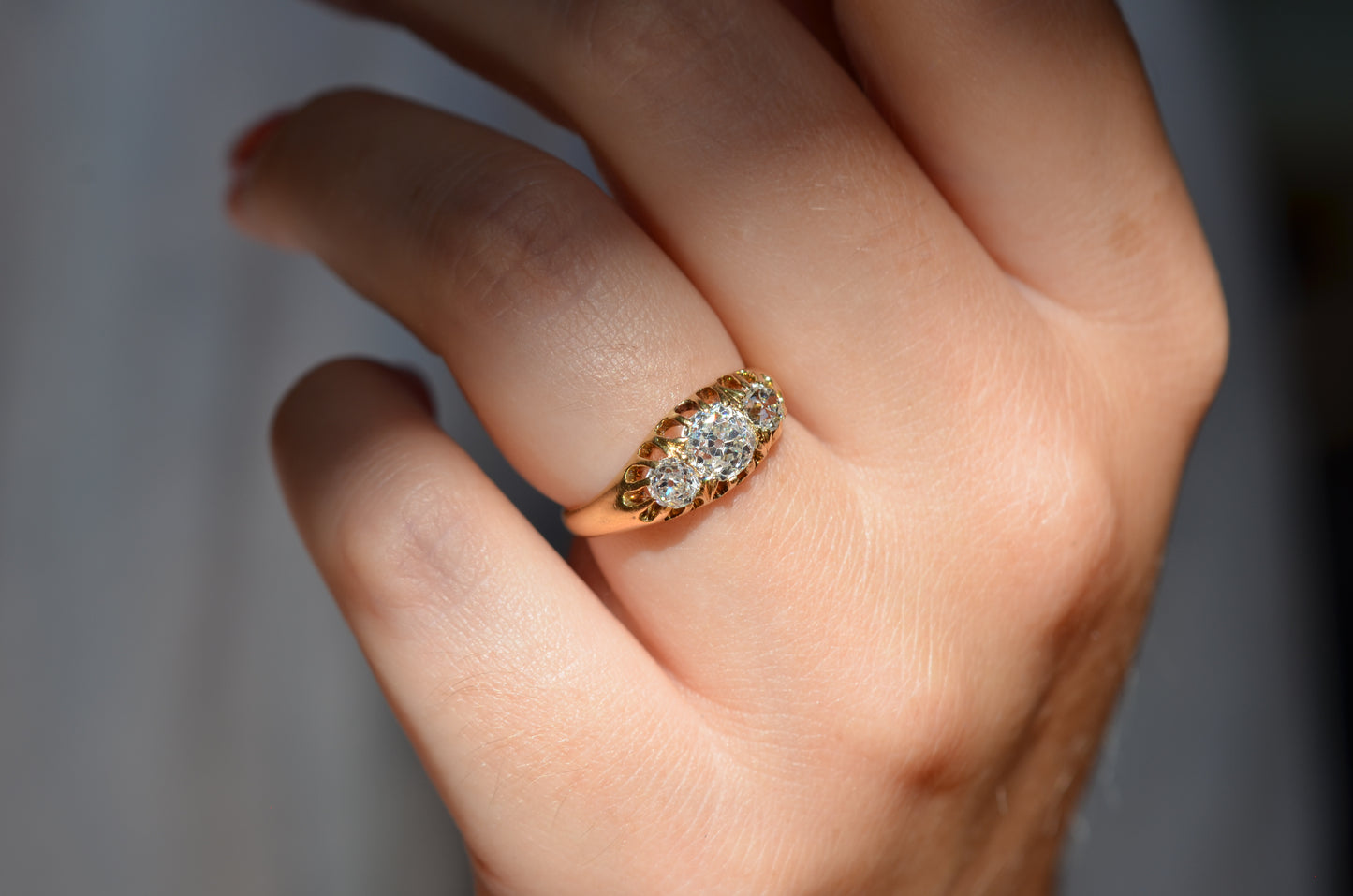 Stunning Victorian Old Mine Trilogy Ring