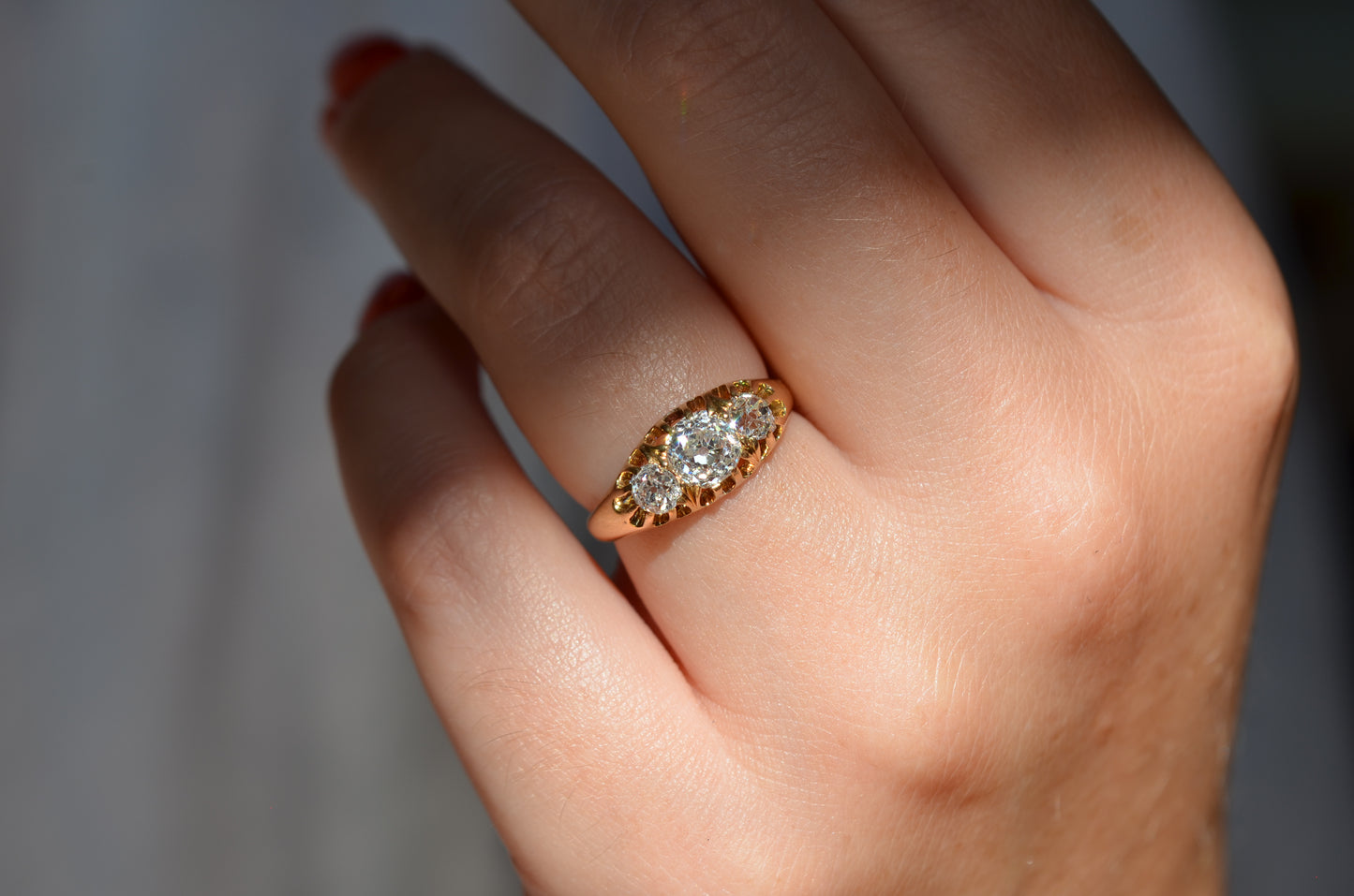 Stunning Victorian Old Mine Trilogy Ring