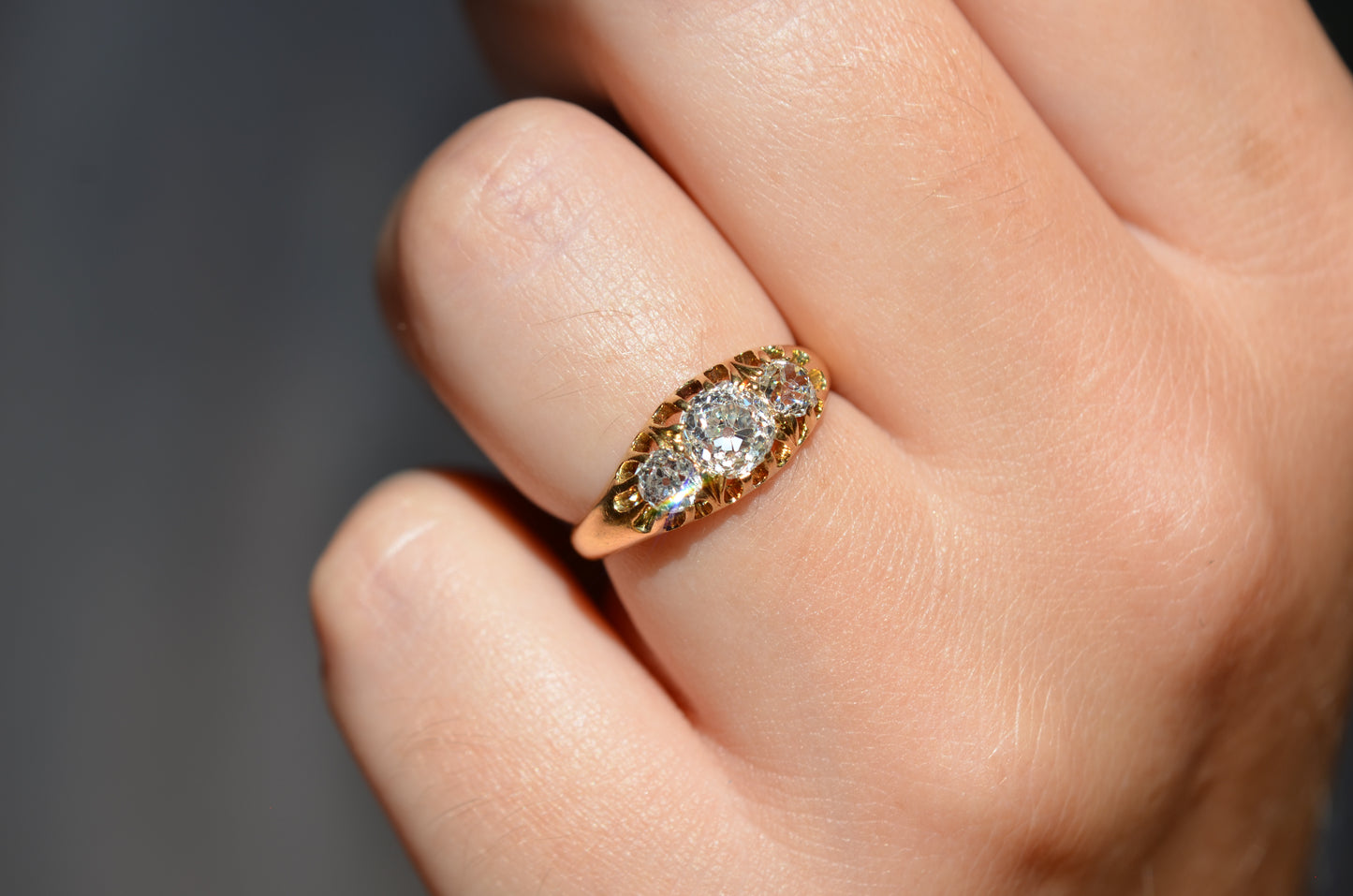 Stunning Victorian Old Mine Trilogy Ring