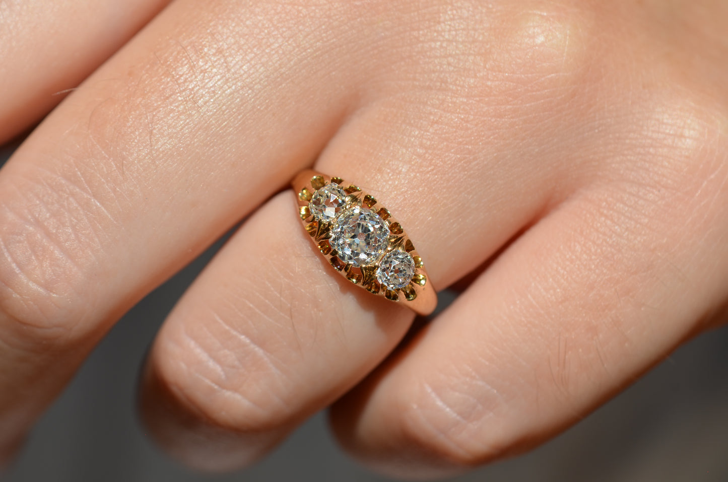 Stunning Victorian Old Mine Trilogy Ring