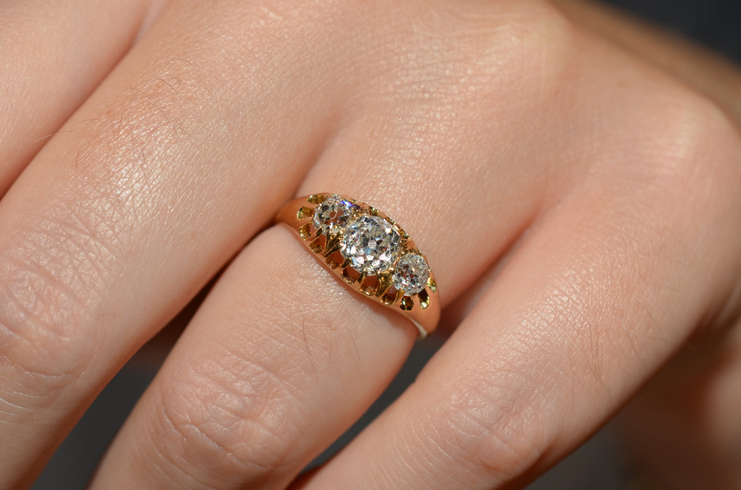 Stunning Victorian Old Mine Trilogy Ring
