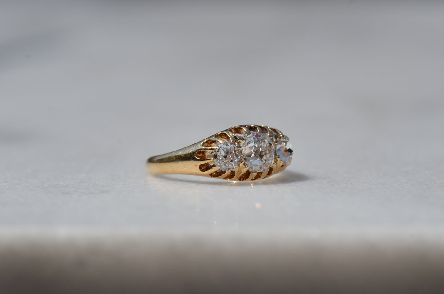 Stunning Victorian Old Mine Trilogy Ring