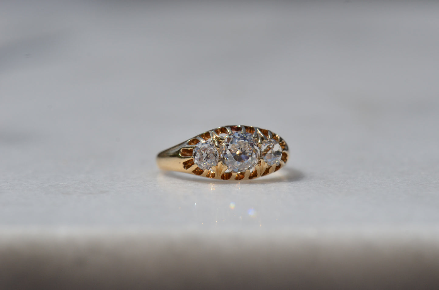 Stunning Victorian Old Mine Trilogy Ring