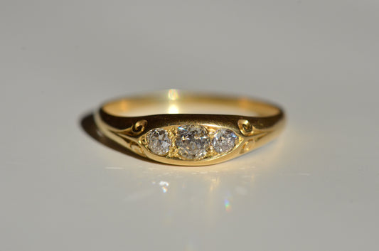 Elegant Edwardian Diamond Boat Ring