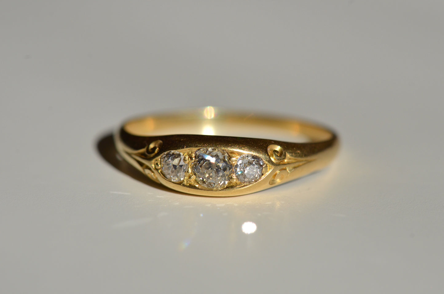 Elegant Edwardian Diamond Boat Ring