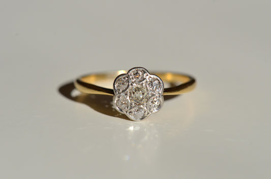 Twinkling Edwardian Diamond Daisy Ring
