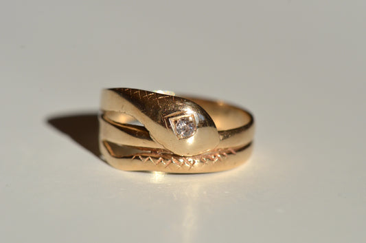 Charming Antique Coiled Snake Ring