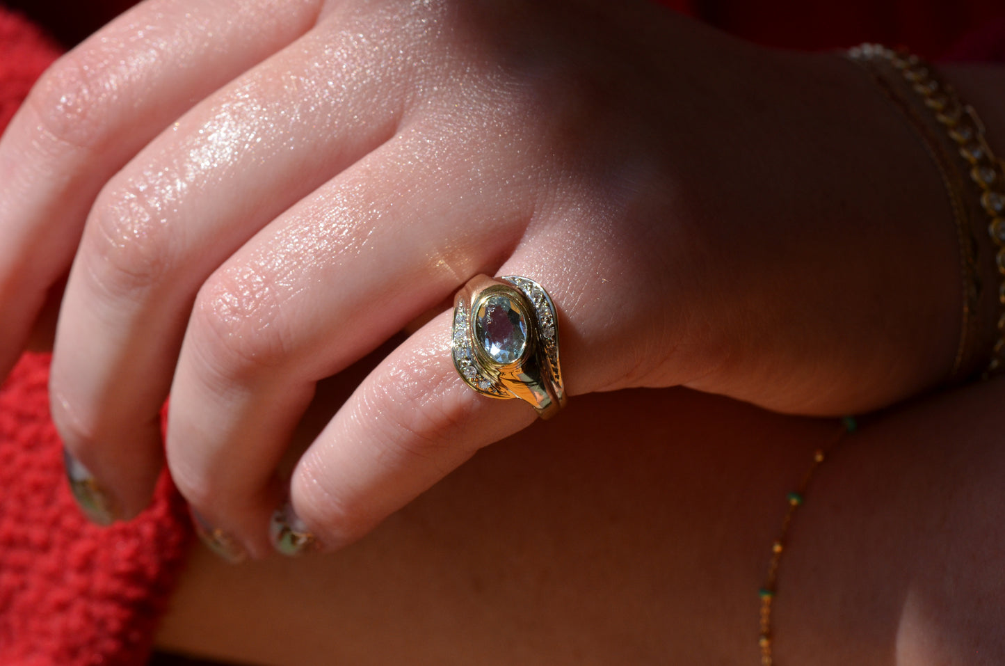 Dynamic Vintage Aquamarine Ring