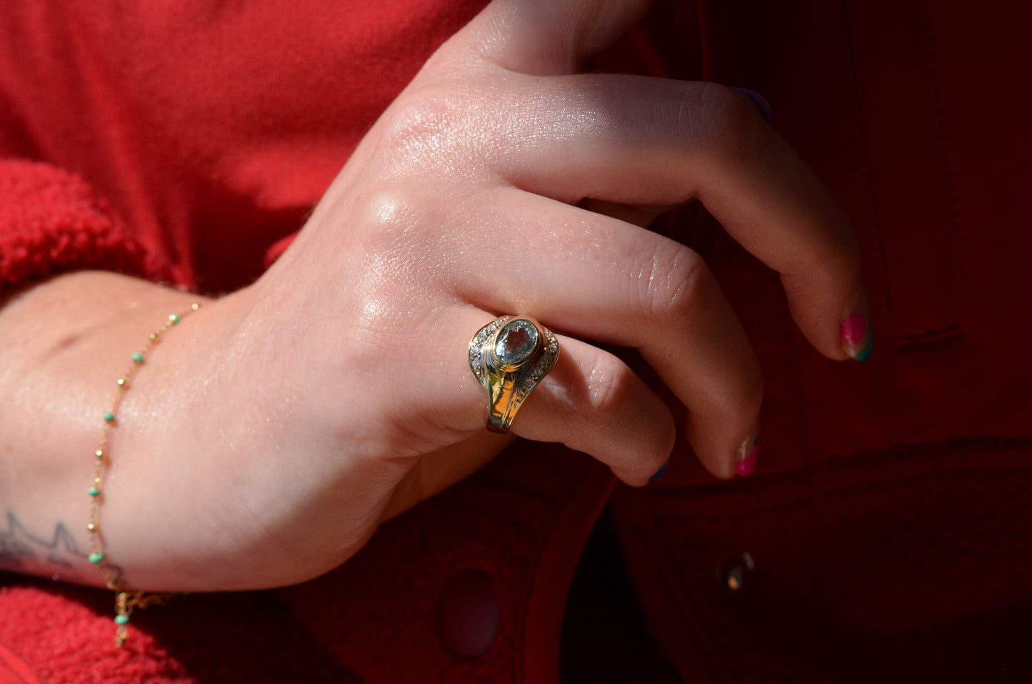 Dynamic Vintage Aquamarine Ring