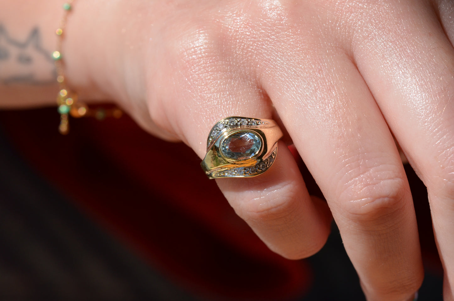 Dynamic Vintage Aquamarine Ring